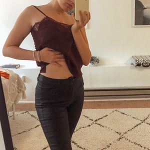 Lacy trim purple cami